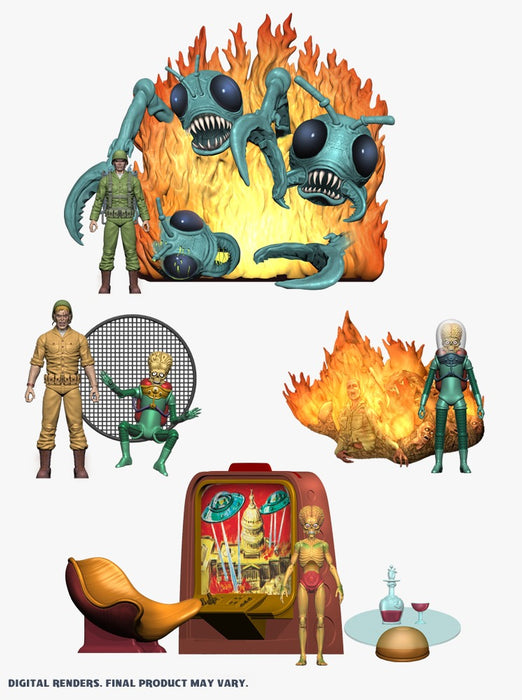 Mars Attacks 6" Action Figures Wave 1 - Complete Set of 4 Diorama Deluxe Sets (ALL-IN SET)