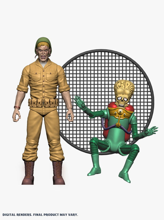 Mars Attacks 6" Action Figures Wave 1 - "Capturing A Martian" (Card #25) Human Soldier + Diorama Deluxe Set