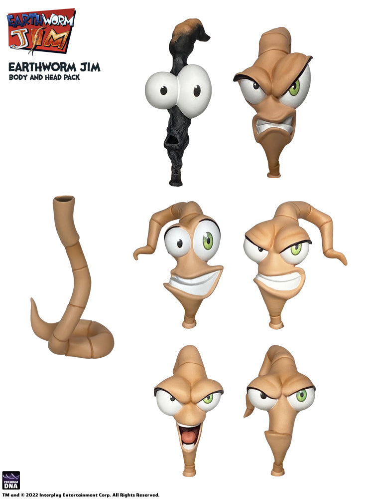 Earthworm Jim Wave 1 - Worm Body and Jim Heads Pack — Premium DNA Toys